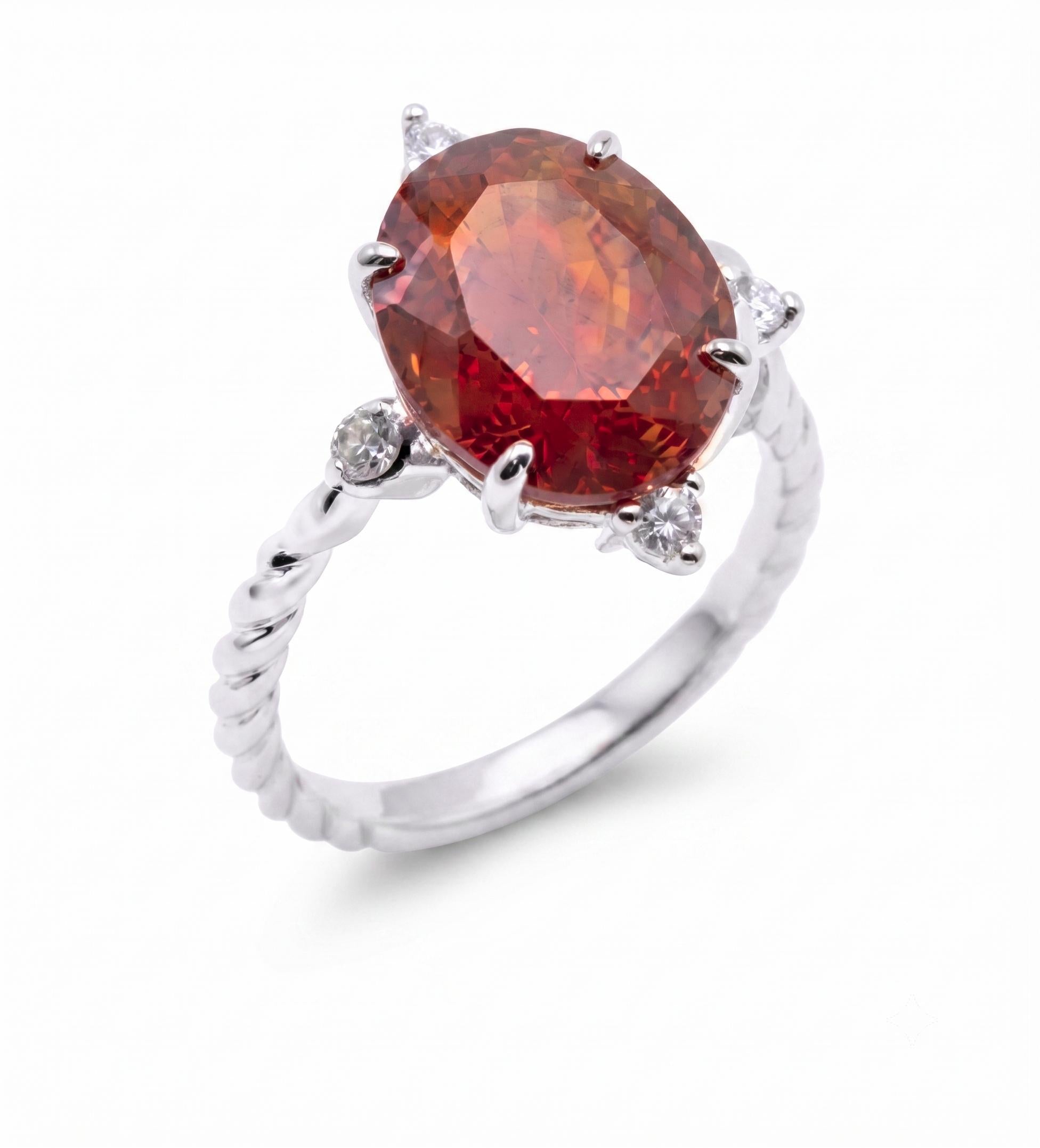 ✨ Bague Argent 925 Certifié Poinçon – Grenat Ovale Impérial | Taille Réglable