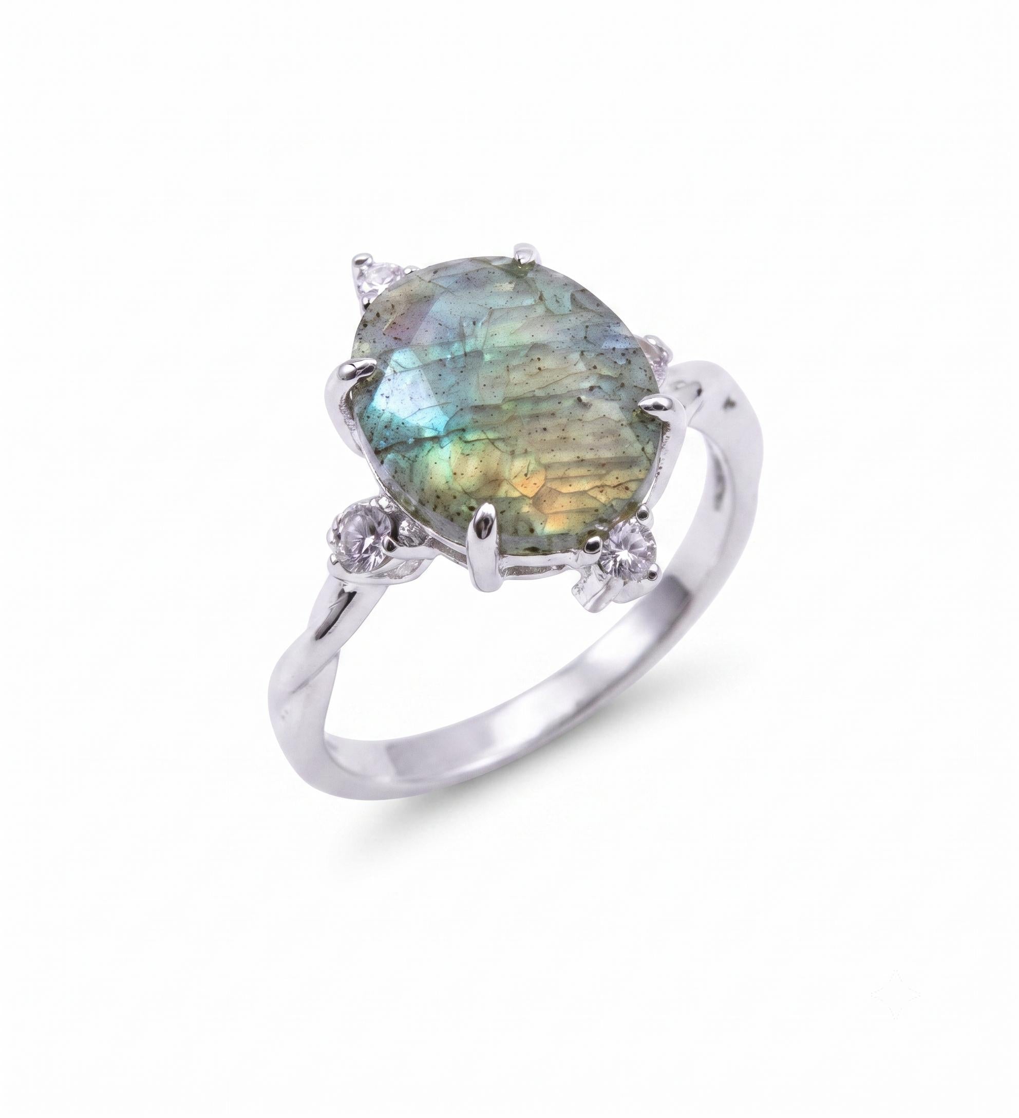 ✨ Bague Argent 925 Labradorite Ovale Impérial – Pierre Unique | Poinçon Garanti