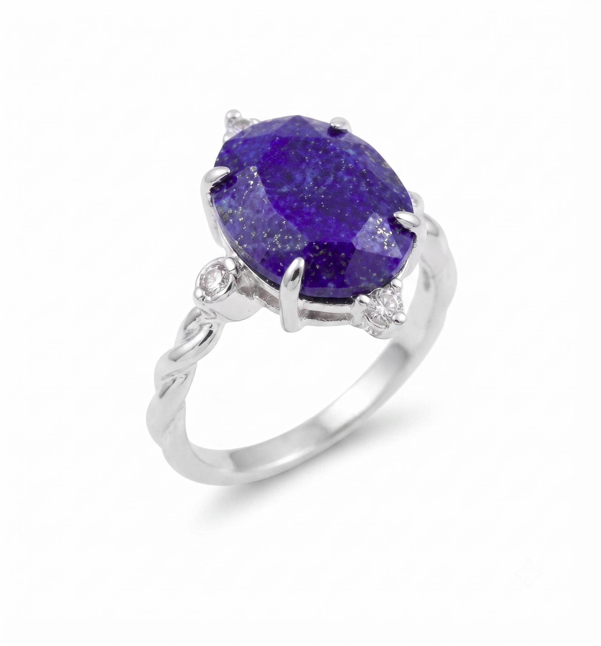 ✨ Bague Argent 925 Certifié Poinçon – Lapis Lazuli Ovale Impérial | Taille Réglable