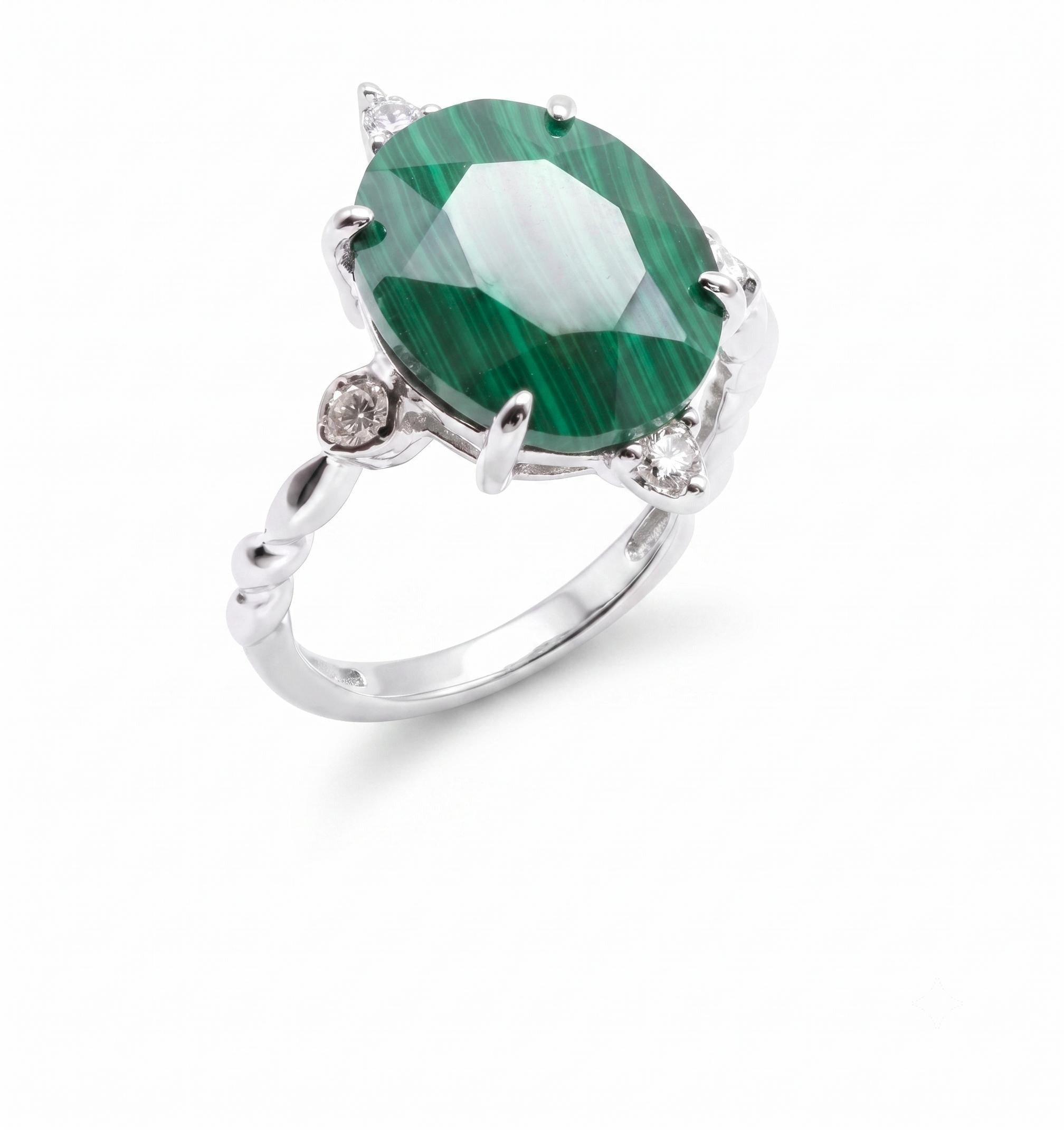 ✨ Bague Argent 925 Malachite Ovale Impérial – Pierre Unique | Poinçon Garanti