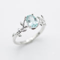 ✨ Bague Argent 925 Poinçon | 'Murmure de Laurier' – Aigue Marine Naturelle – Taille Réglable