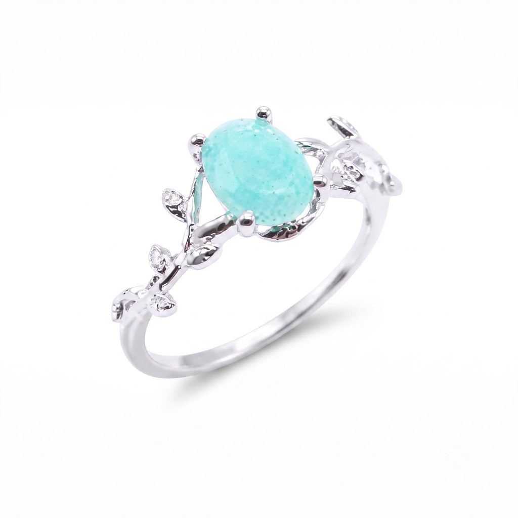 ✨ Bague 'Murmure de Laurier' – Amazonite Turquoise Apaisante | Argent 925 Certifié Poinçon | Réglable