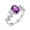 ✨ Bague Argent 925 Poinçon | 'Murmure de Laurier' – Améthyste Naturelle – Taille Réglable