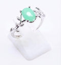 ✨ Bague Laurier & Jade Vert – Argent 925 Poinçon | Pierre Impériale de Sagesse & Harmonie