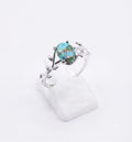 ✨ Bague Laurier & Turquoise – Argent 925 Poinçon | Pierre Sacrée de Communication