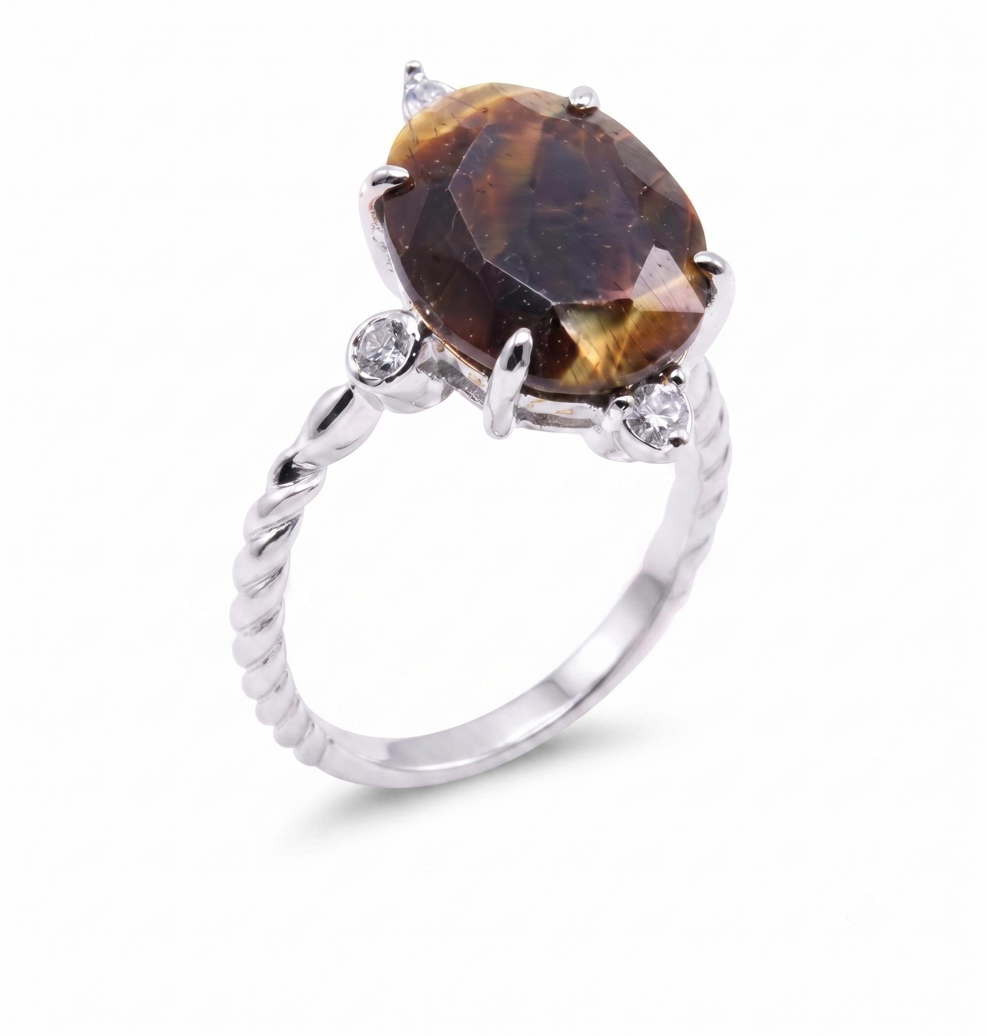 ✨ Bague Argent 925 Oeil de Tigre Ovale Impérial – Pierre Unique | Poinçon Garanti