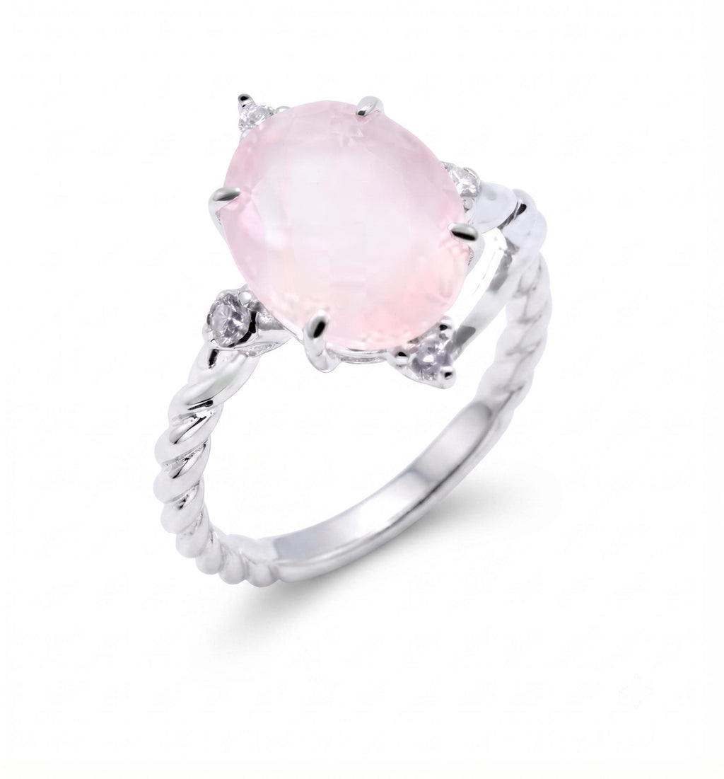 ✨ Bague Argent 925 Quartz Rose Ovale Impérial  | Poinçon Garanti