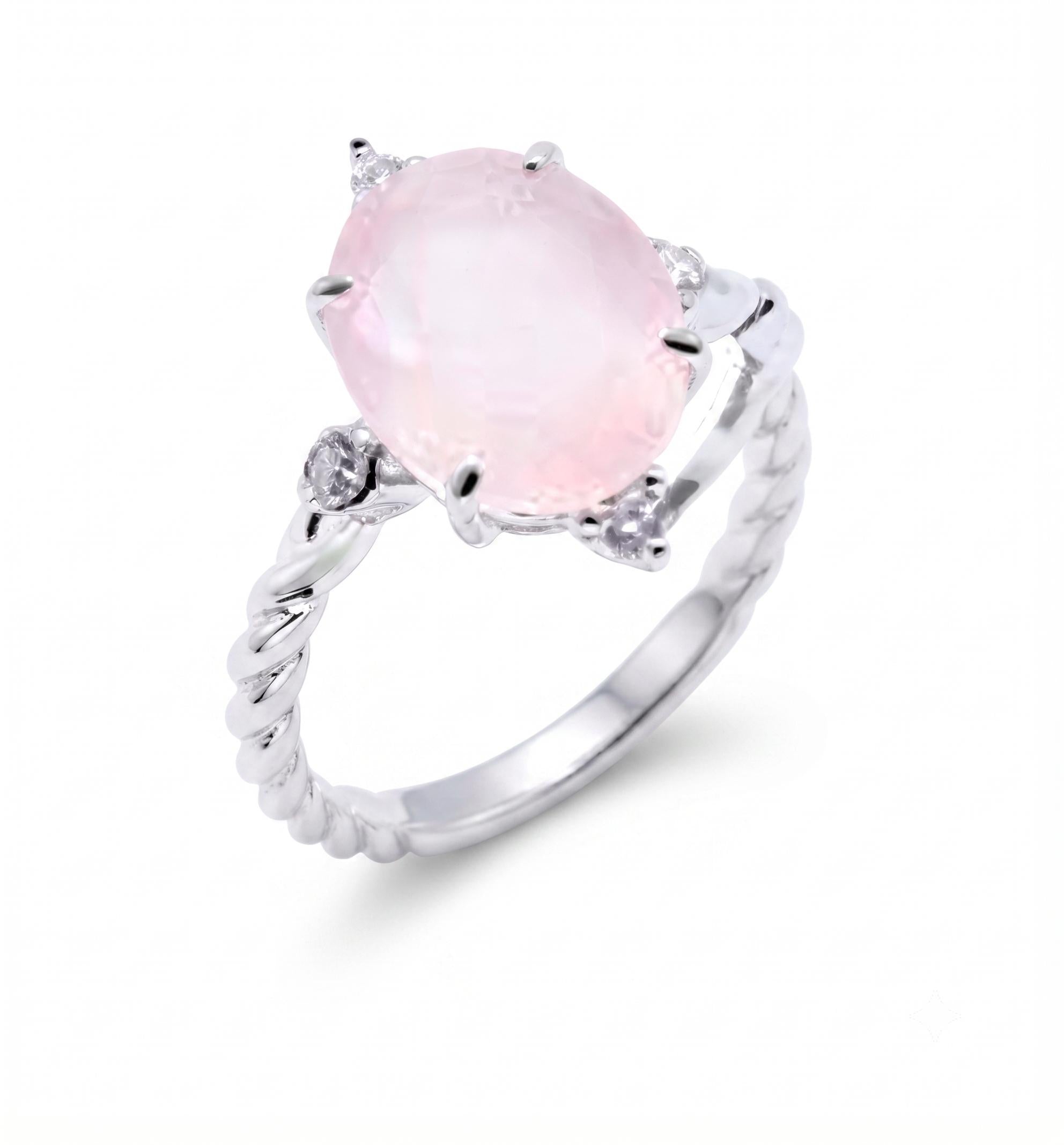 ✨ Bague Argent 925 Quartz Rose Ovale Impérial  | Poinçon Garanti