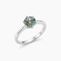 ✨ Bague Argent 925 Poinçon | 'Rond Sublime' – Agate Mousse Naturelle – Taille Réglable