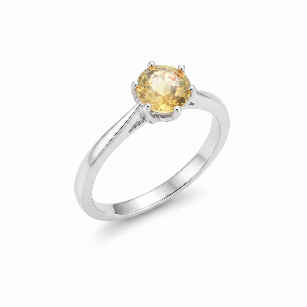 ✨ Bague Argent 925 Poinçon | 'Rond Sublime' – Citrine Naturelle Dorée – Taille Réglable