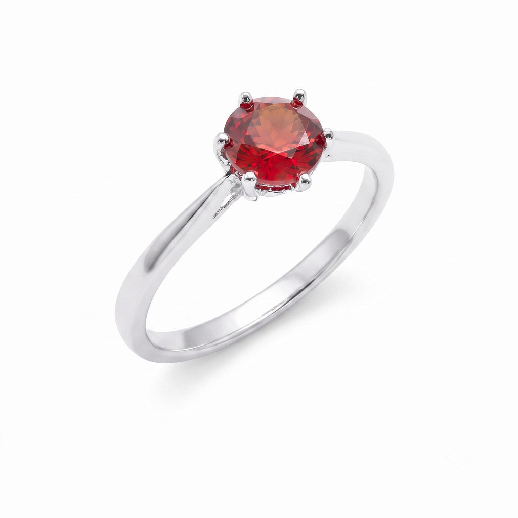 ✨ Bague Argent 925 Poinçon | 'Rond Sublime' – Grenat Naturel Rouge – Taille Réglable