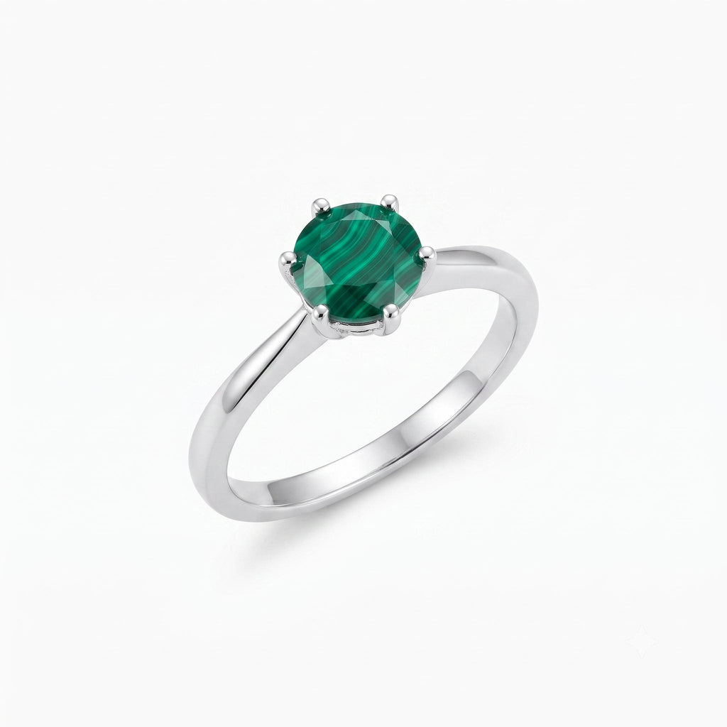 ✨ Bague Argent 925 Poinçon | 'Rond Sublime' – Malachite Naturelle – Taille Réglable