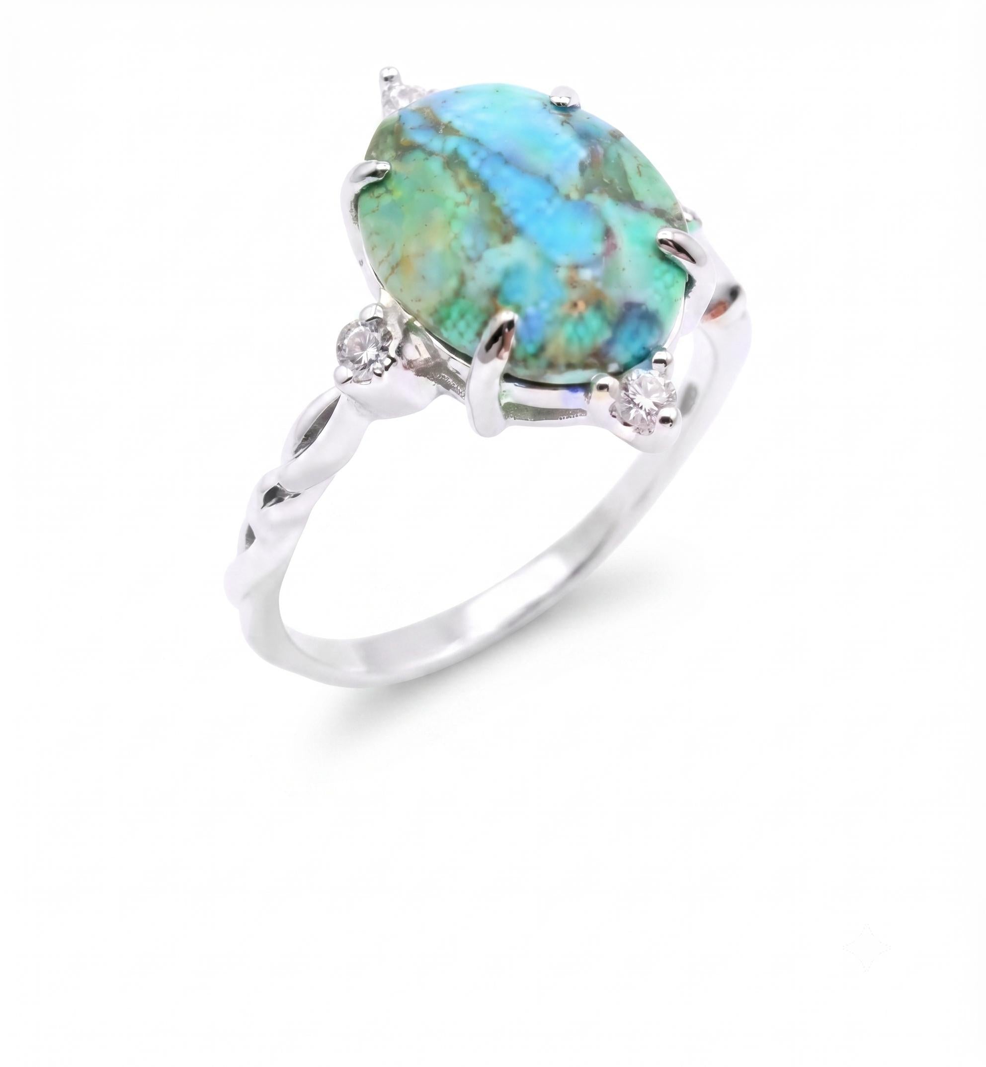 ✨ Bague Argent 925 Turquoise Ovale Impérial – Pièce Unique | Poinçon Garanti