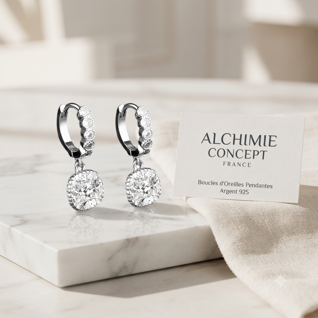Boucles d'Oreilles Stéphanie – Argent 925 & Zirconium | Art, Luxe & Élégance Intemporelle