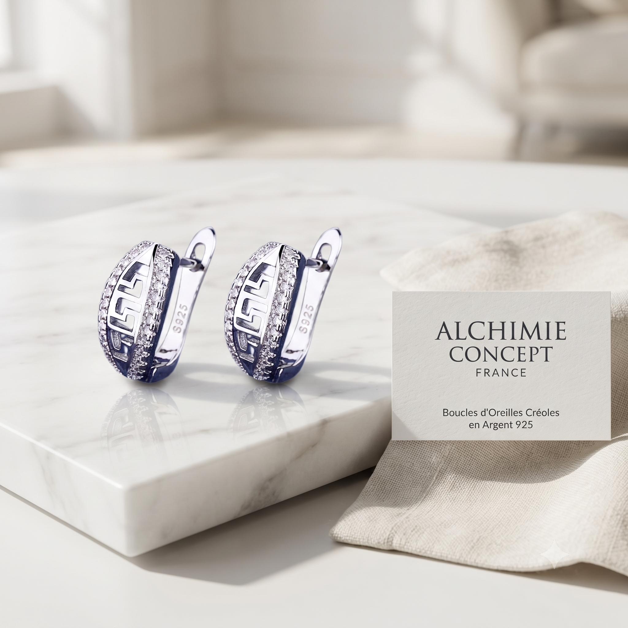 Boucles d'Oreilles Maude – Argent 925 & Zirconium | Luxe Discret & Beauté Intemporelle