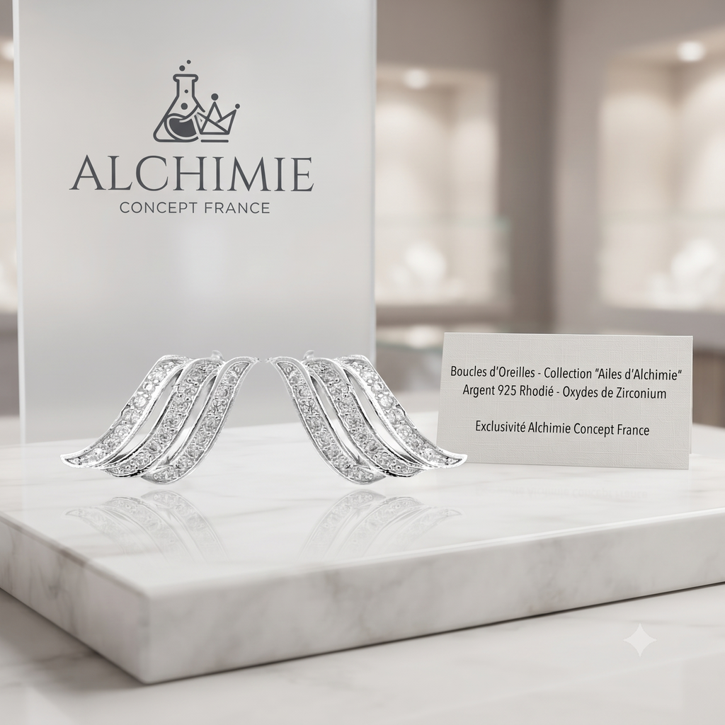 Boucles d'Oreilles Anges – Argent 925 & Zirconium | Protection, Espoir & Élégance Spirituelle
