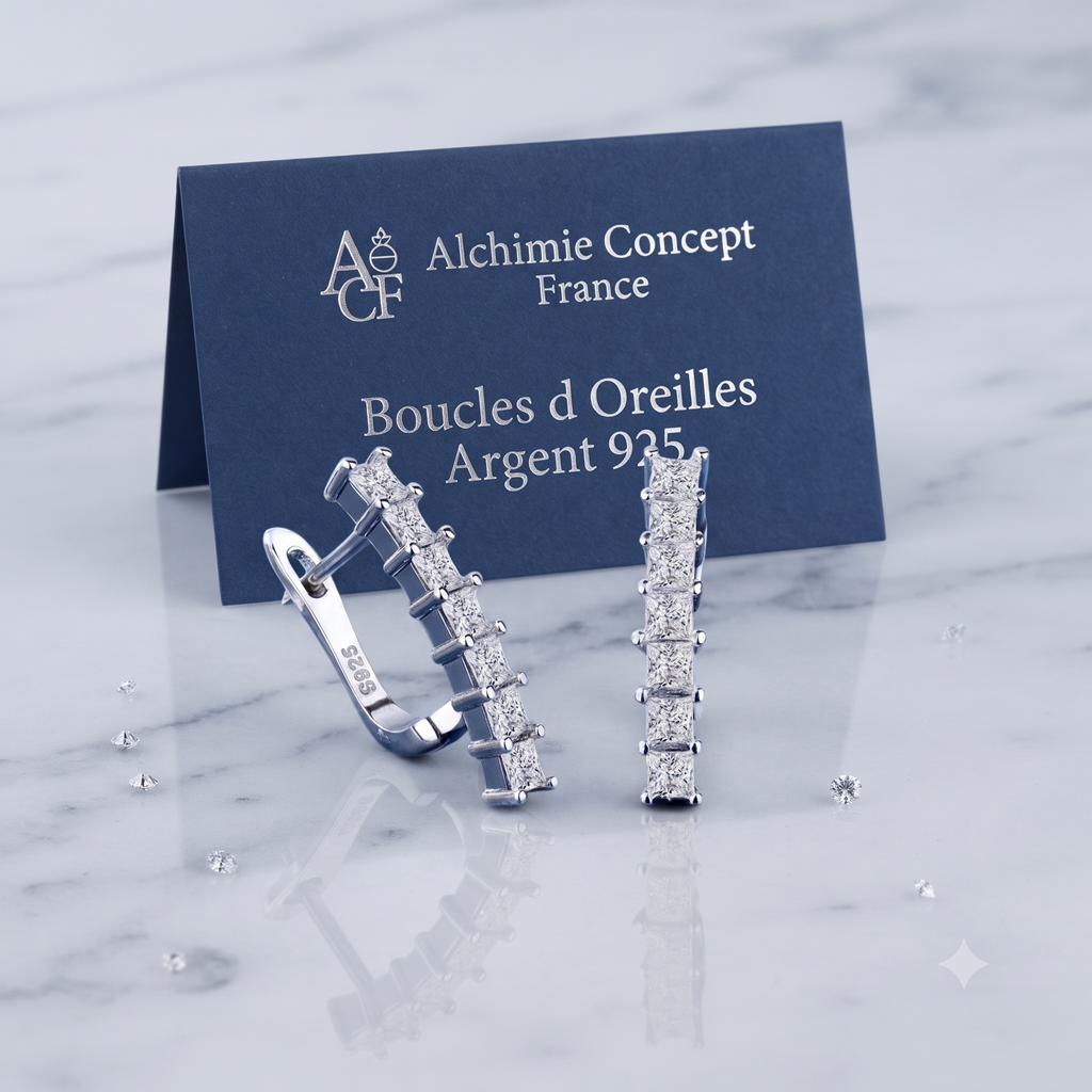 Boucles d'Oreilles Marianne – Argent 925 & Zirconium | Éclat, Sophistication & Luxe Exclusif