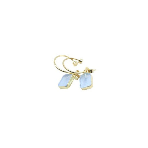 Boucles d'oreilles Argent 925 'Arche Doré' - Aigue Marine - Plaquées Or