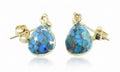 Boucles d'oreilles Argent 925 'Ondée Dorée' - Turquoise - Plaquées Or