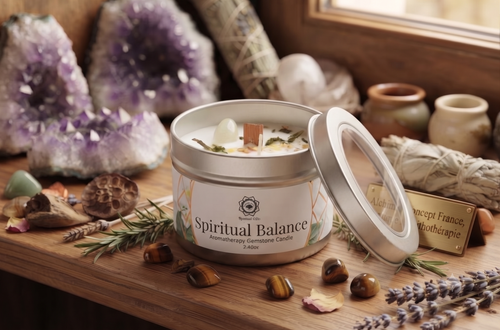 * Bougie Green Tree Équilibre Spirituel | Cristal de Roche & Jasmin | Méditation & Alignement Chakras 70g