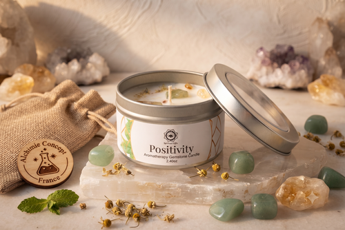 * Bougie Green Tree Positivité | Citrine & Thé Vert | Joie, Confiance & Énergie Solaire 70g