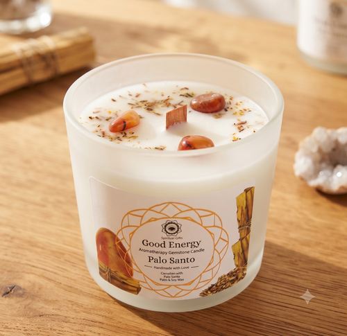 * Bougie Green Tree Énergie Positive | Cornaline & Palo Santo | Motivation & Vitalité 256g