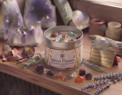 * Bougie Green Tree Phases de la Lune | Pierre de Lune & Ylang Ylang | Rituels Lunaires & Féminin Sacré 70g