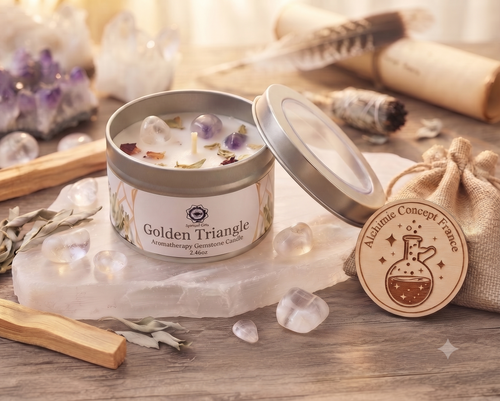 * Bougie Green Tree Triangle d'Or | Lotus | Éveil Spirituel & Harmonie Corps-Âme-Esprit 70g