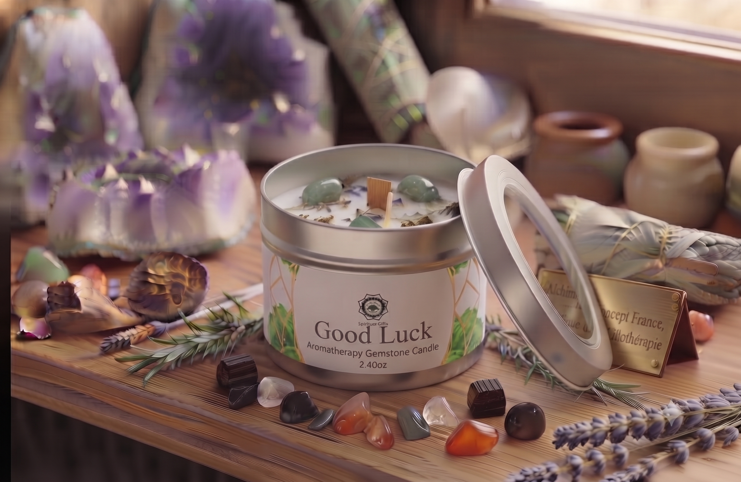 Bougie Green Tree Bonne Chance | Aventurine Verte & Patchouli | Prospérité & Manifestation 70g