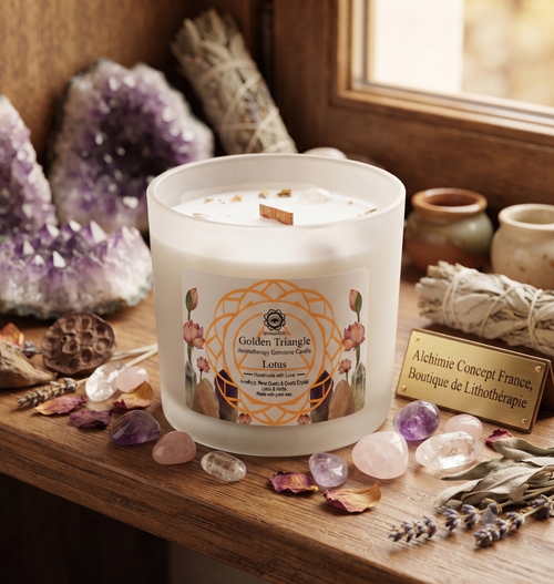 * Bougie Green Tree Triangle d'Or | Lotus | Éveil Spirituel & Harmonie Corps-Âme-Esprit 256g