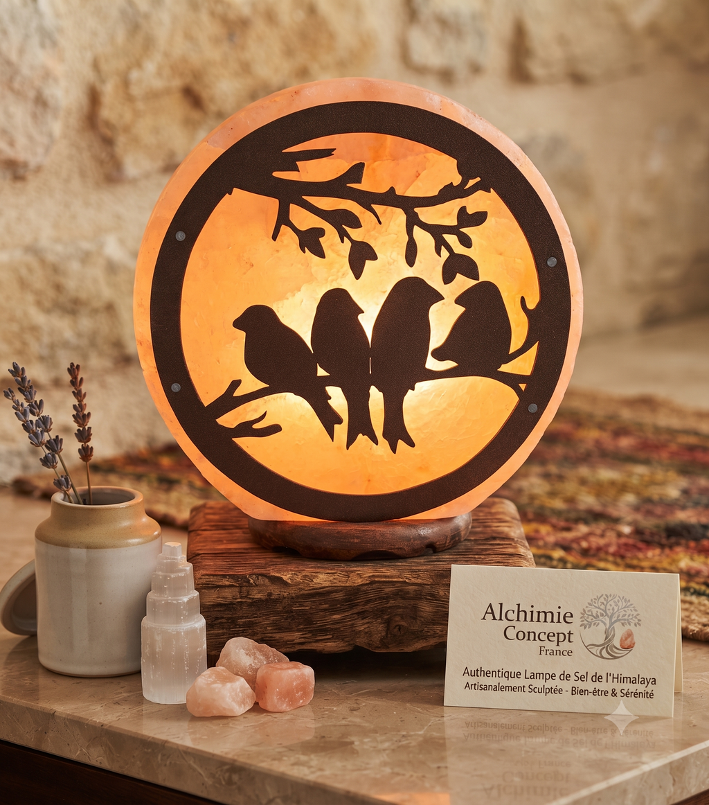 ✨ Lampe de Sel de l'Himalaya Oiseaux 5 kg | Lumière Ambre | Purification Air & Bien-être Naturel