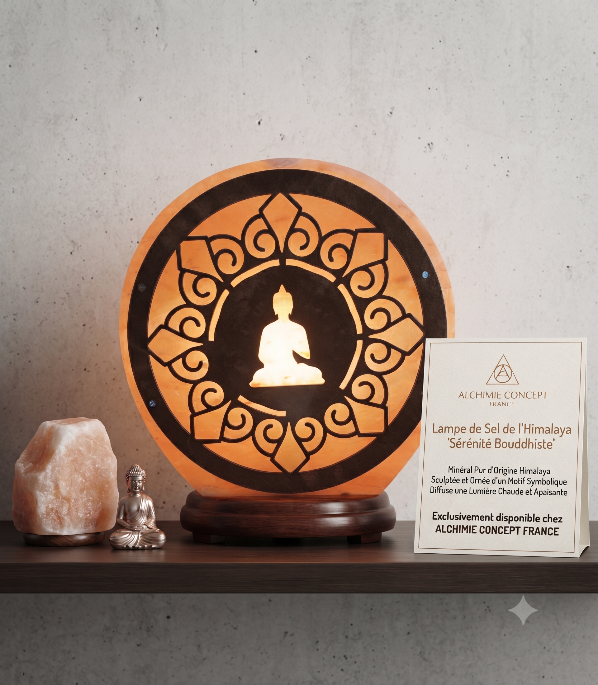 ✨ Lampe de Sel de l'Himalaya Bouddha 5 kg – Purification, Méditation & Lumière Ambre Sacrée