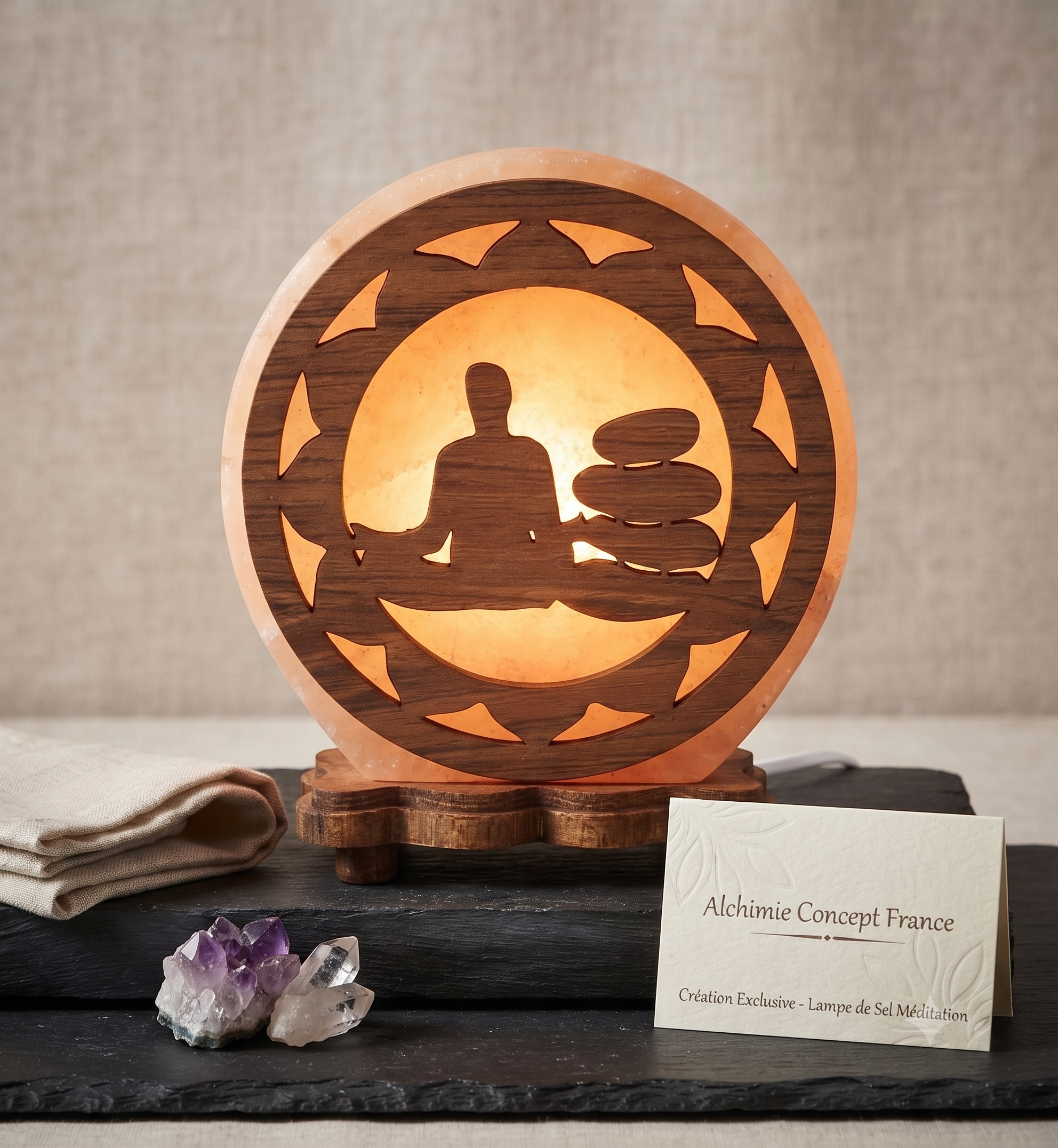 ✨ Lampe de Sel Esoterix 5 kg – Symboles Ésotériques Sacrés, Méditation & Éveil Himalaya