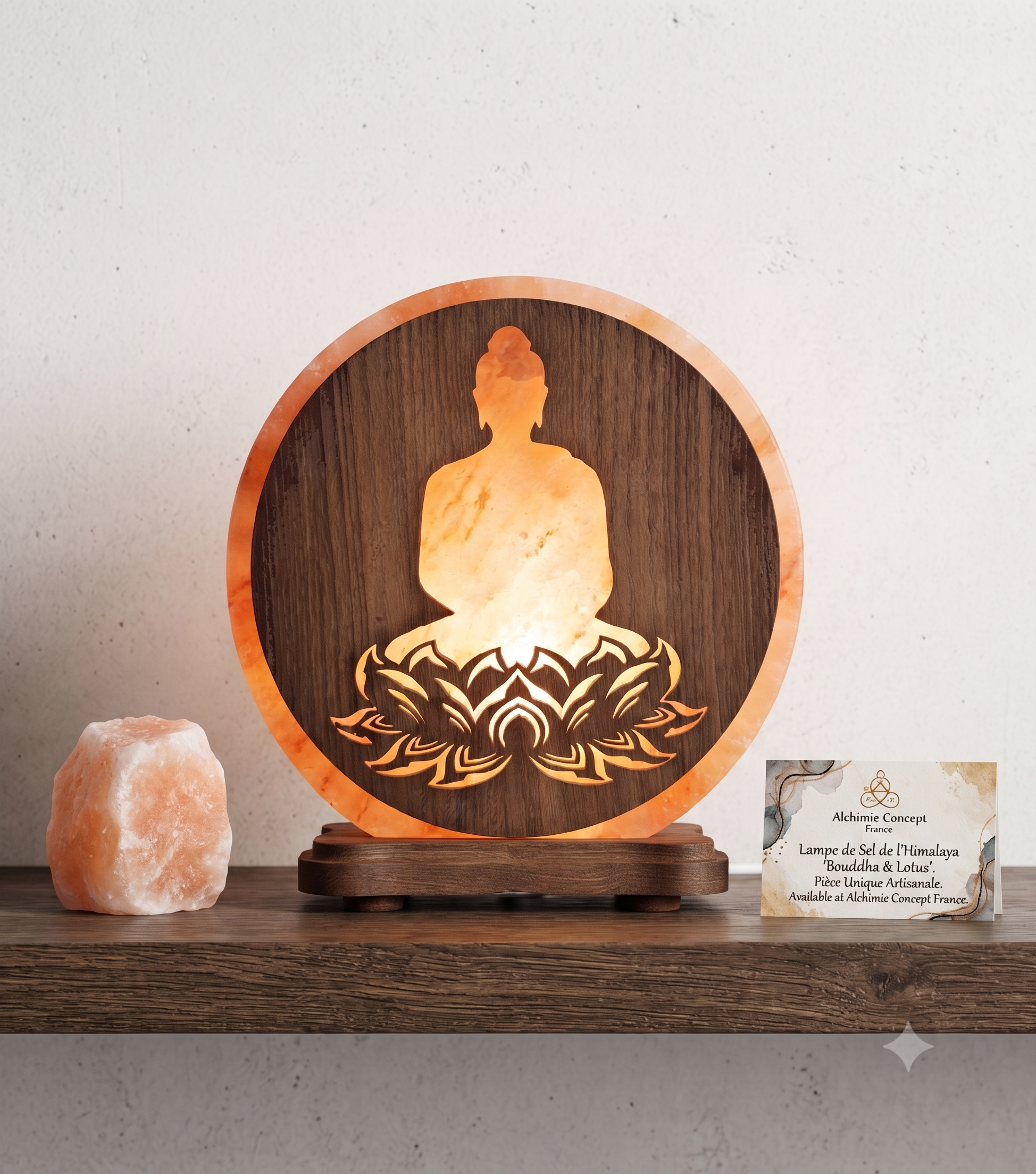 ✨ Lampe de Sel Bouddha Lotus 5 kg – Éveil Spirituel, Purification & Lumière Ambrée