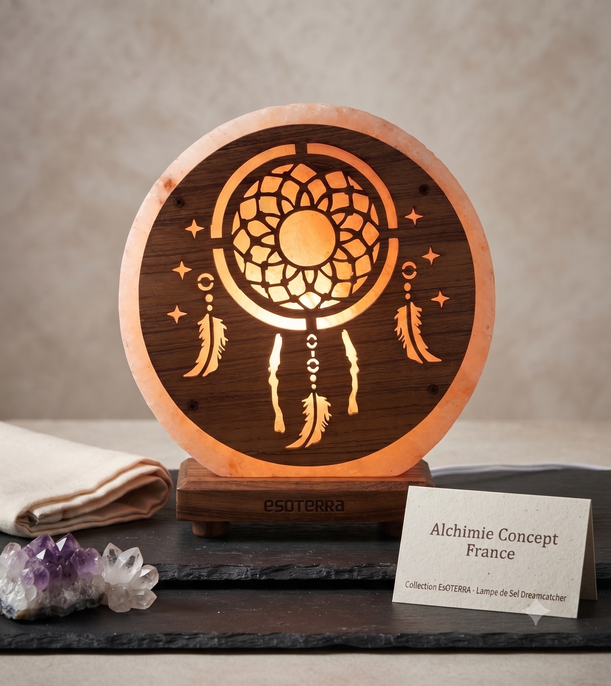 ✨ Lampe de Sel Attrape-Rêves 5 kg – Talisman Ancestral, Protection Sommeil & Énergie Himalaya