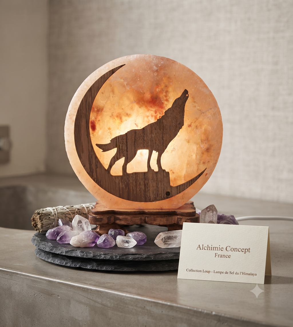 ✨ Lampe de Sel Loup 5 kg – Animal Totem Himalaya | Force, Intuition & Énergie Sauvage