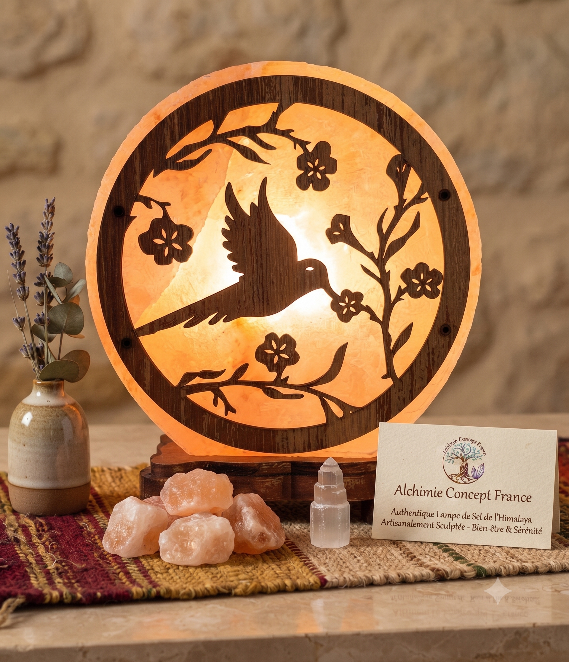 ✨ Lampe de Sel de l'Himalaya Oiseau Seul 5 kg | Lumière Ambre | Sérénité & Liberté Intérieure