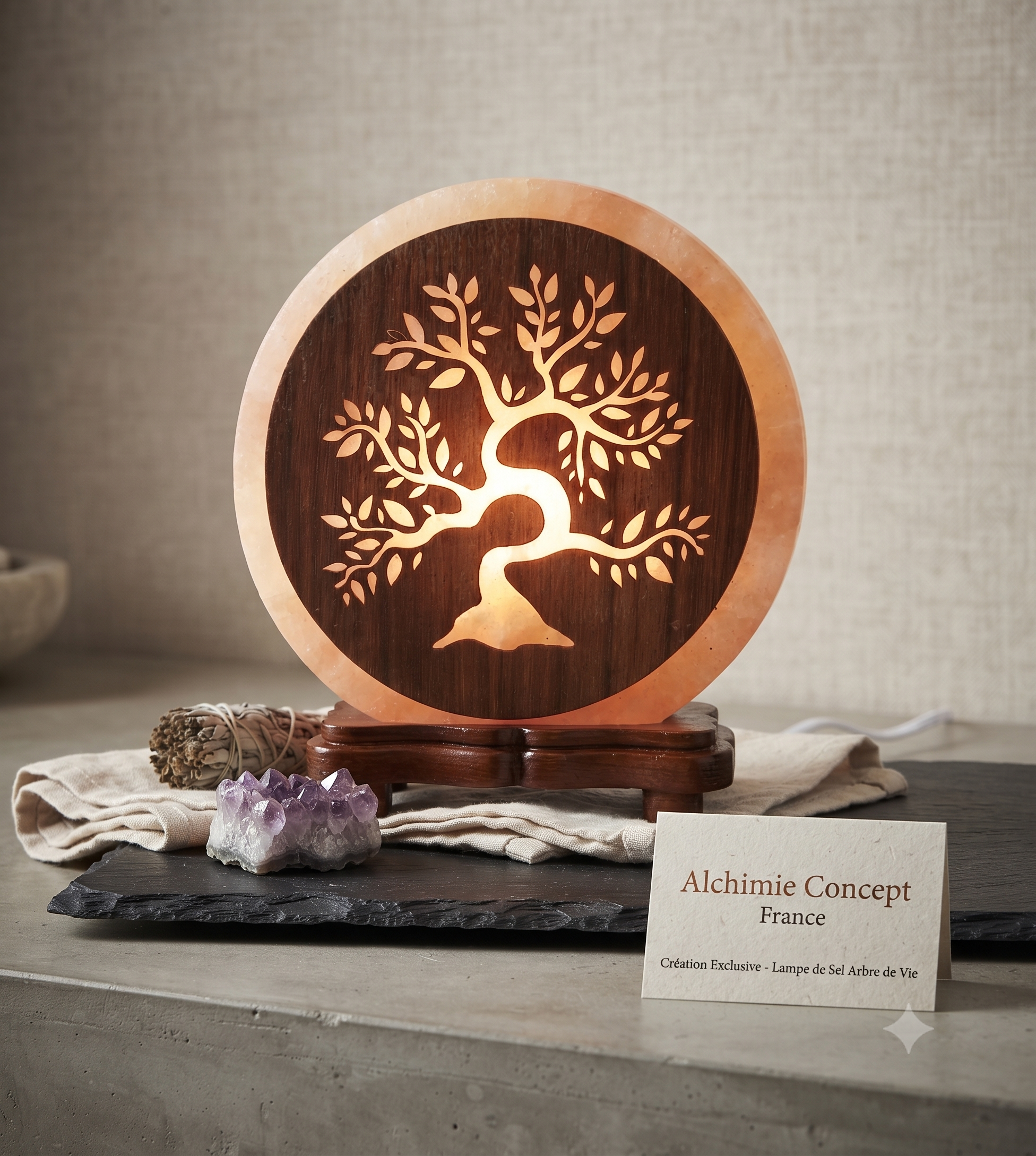 ✨ Lampe de Sel Arbre de Vie 5 kg – Himalaya 100 % Naturel | Enracinement, Sérénité & Lumière