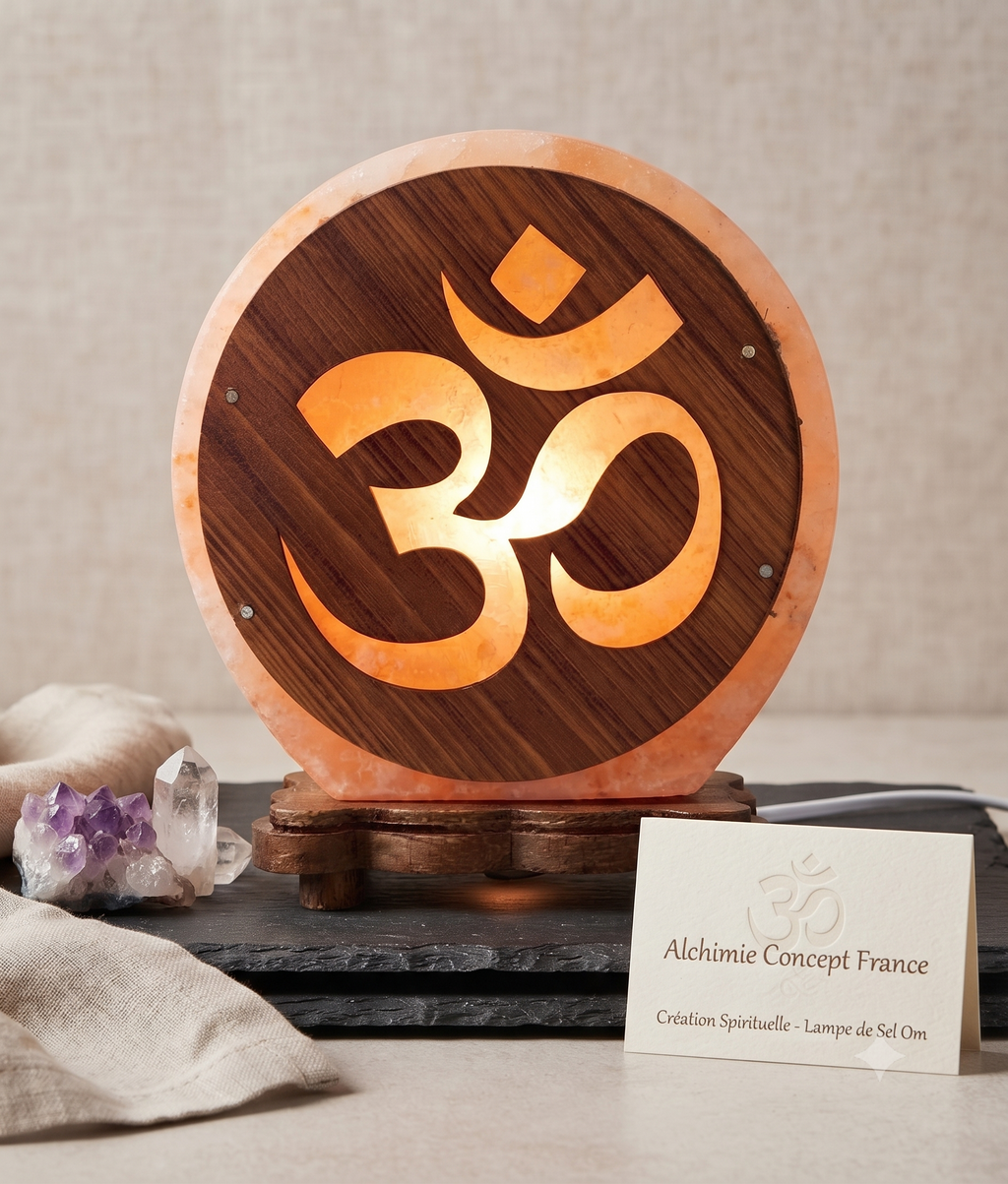 ✨ Lampe de Sel OM 5 kg – Mantra Sacré Himalaya | Méditation, Yoga & Vibration Primordiale