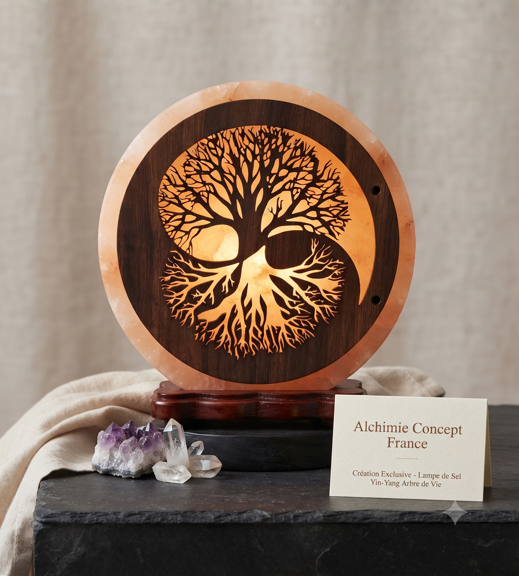 ✨ Lampe de Sel Arbre de Vie & Yin-Yang 5 kg – Himalaya | Équilibre Universel & Harmonie