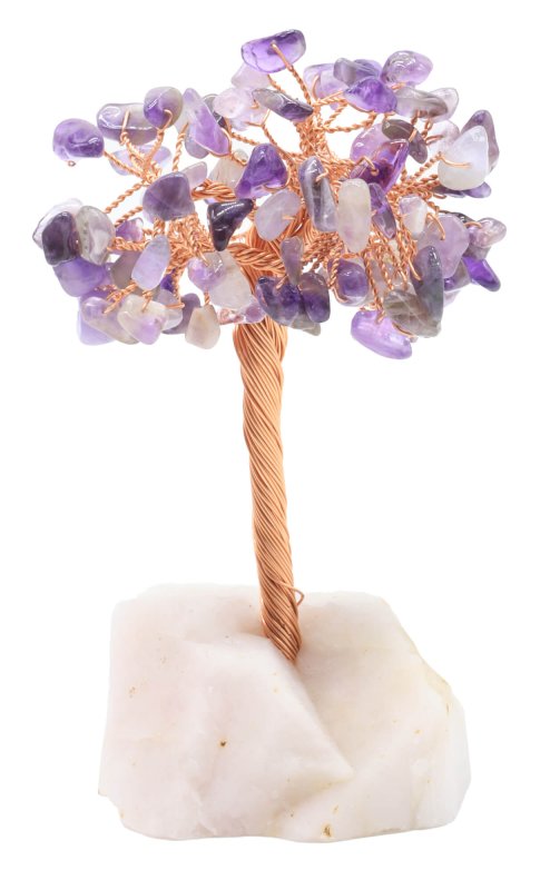 Arbre du Bonheur Améthyste & Quartz Rose 14cm