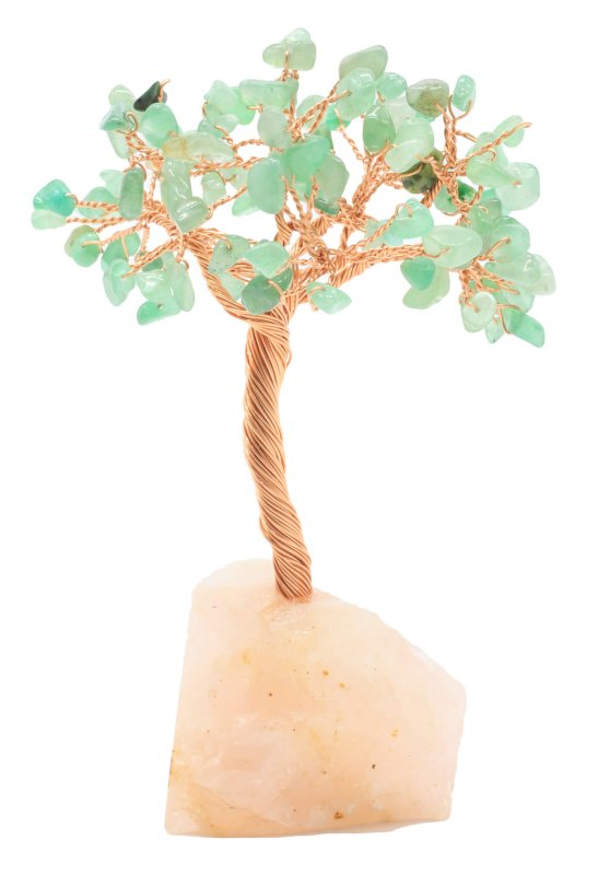 Arbre du Bonheur Aventurine Verte & Quartz Rose 14cm