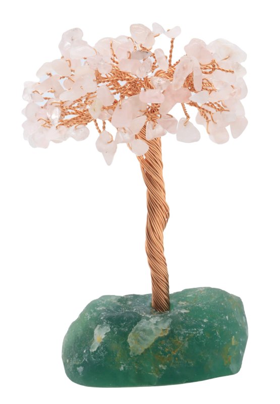 Arbre du Bonheur Quartz Rose – Base Fluorite 14 cm