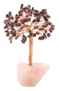 Arbre du Bonheur Grenat & Base Quartz Rose 14cm