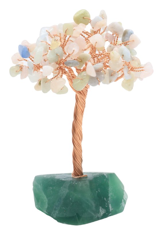 Arbre du Bonheur Morganite – Base Fluorite 14 cm
