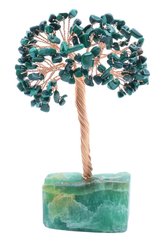Arbre du Bonheur Malachite – Base Fluorite 14 cm