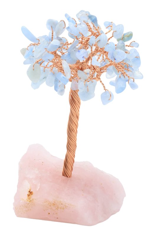 Arbre du Bonheur Aigue Marine & Quartz Rose 14cm