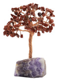 Arbre du Bonheur Jaspe Rouge base Améthyste 14cm