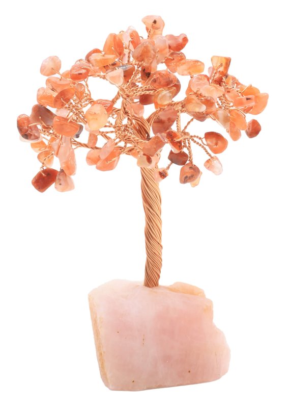 Arbre du Bonheur Cornaline & Quartz Rose 14cm