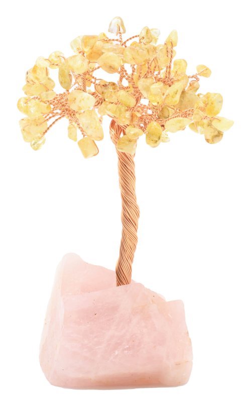 Arbre du Bonheur Citrine & Quartz Rose 14cm